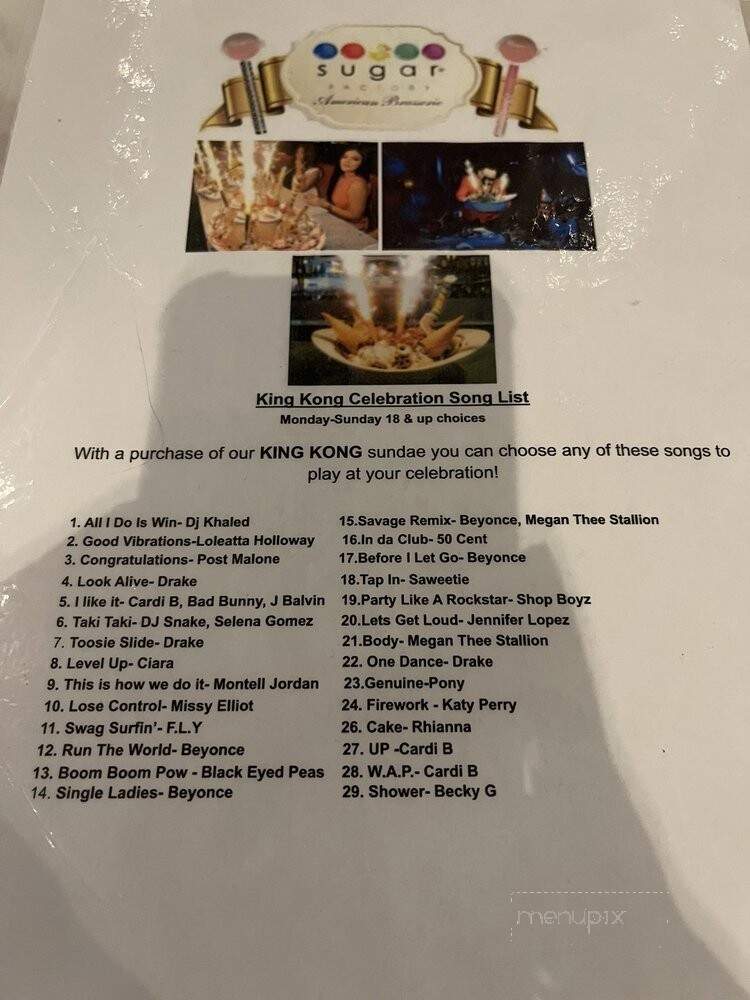 Sugar Factory - Mashantucket, CT menu_pic