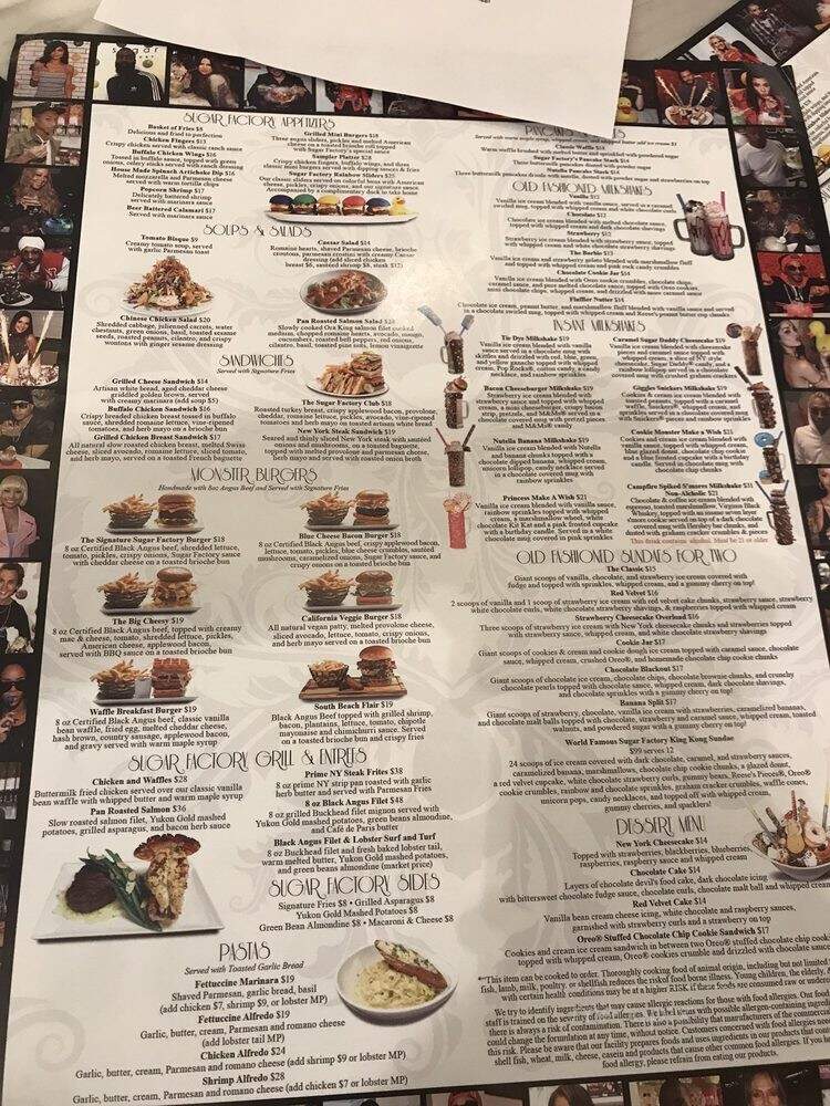 Sugar Factory - Mashantucket, CT menu_pic
