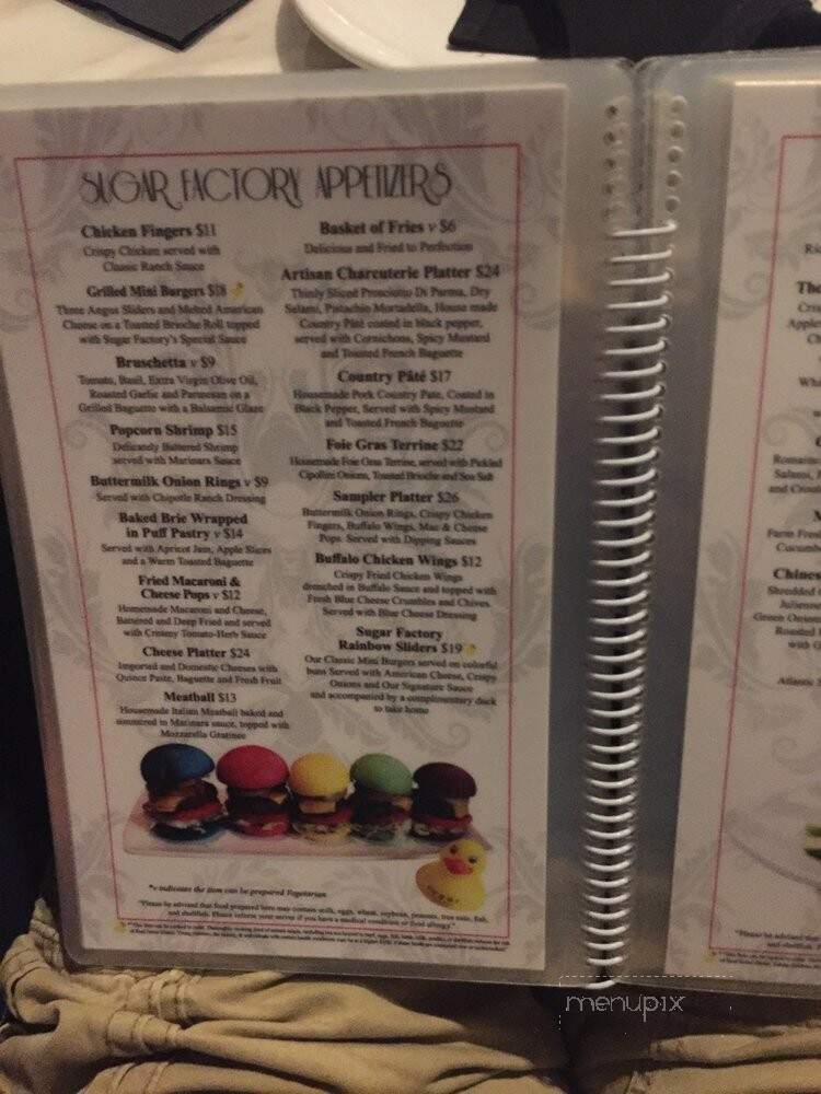 Sugar Factory - Mashantucket, CT menu_pic