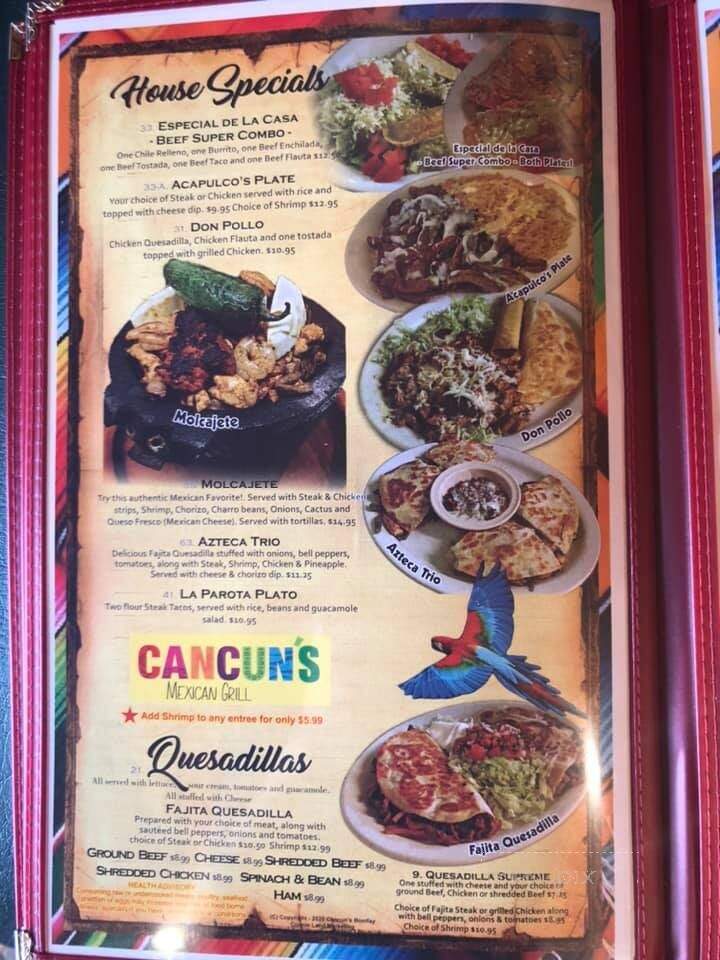 Cancun Mexican Grill - Bonifay, FL menu_pic
