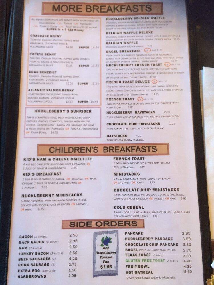 Huckleberry's Family Restaurant - Invermere, BC menu_pic