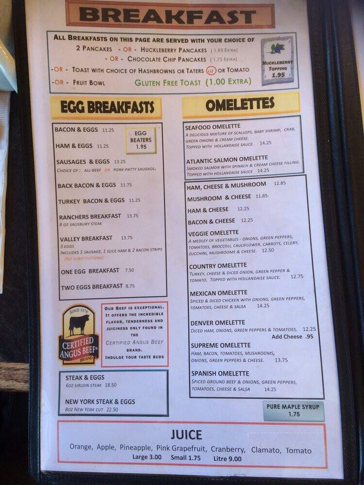 Huckleberry's Family Restaurant - Invermere, BC menu_pic