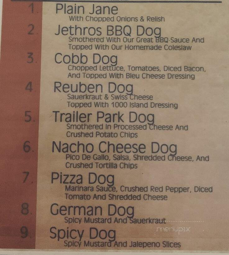 Jethro's Oven & Grill - Gardnerville, NV menu_pic