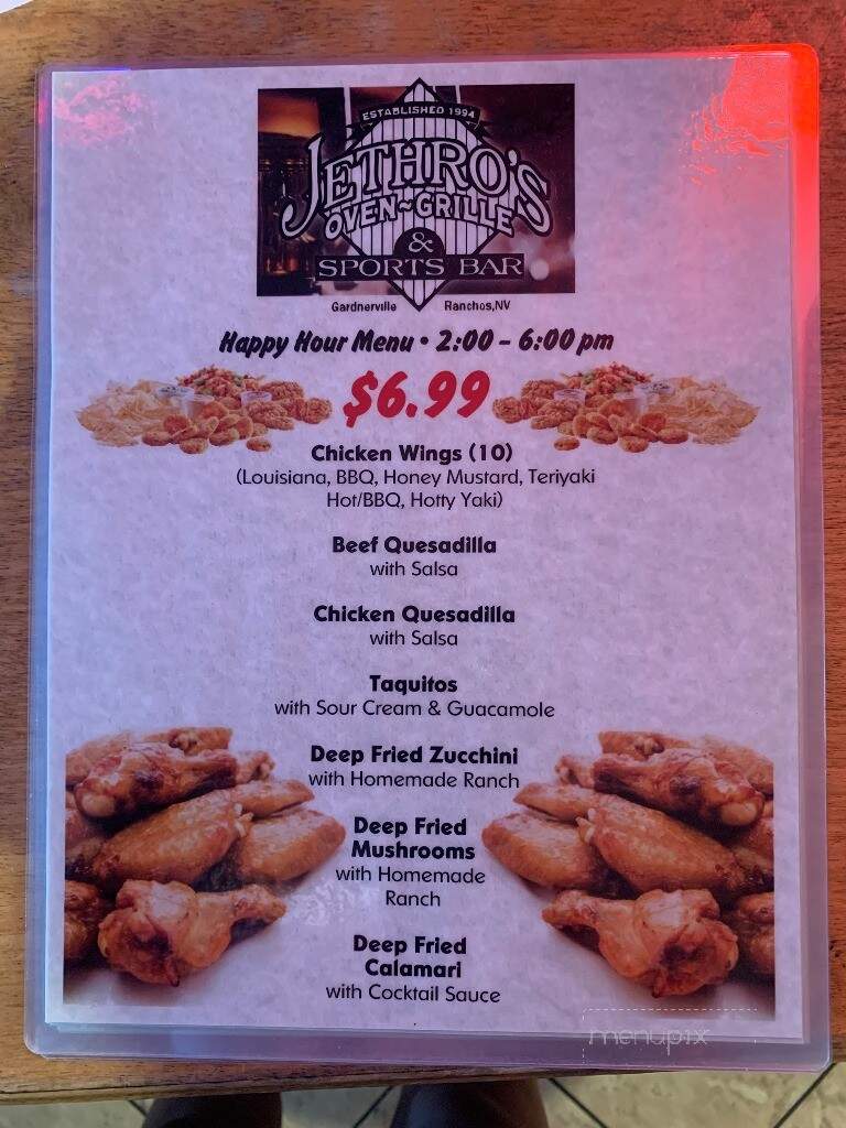 Jethro's Oven & Grill - Gardnerville, NV menu_pic