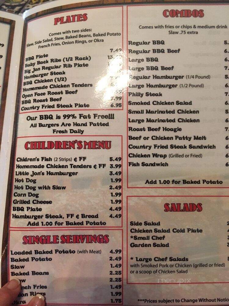 Jon Boy's Smoke House - Roanoke, AL menu_pic