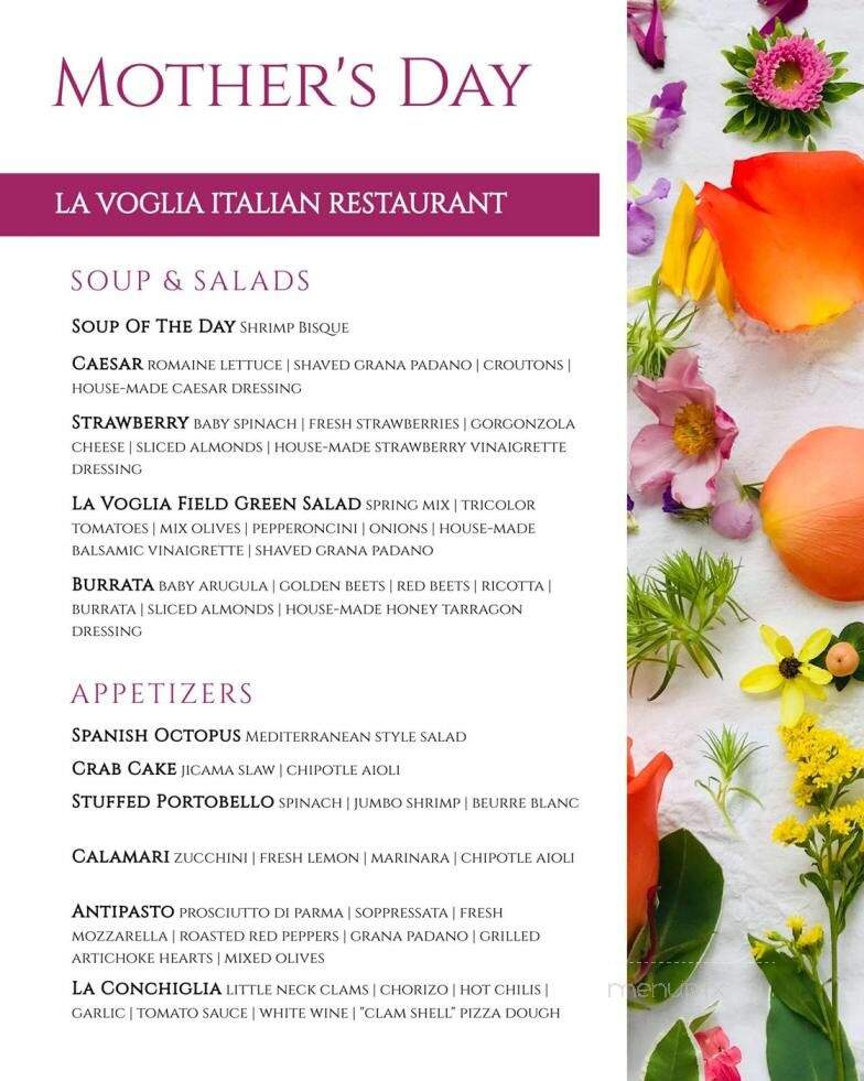 La Voglia Italian Restaurant - Warminster, PA menu_pic
