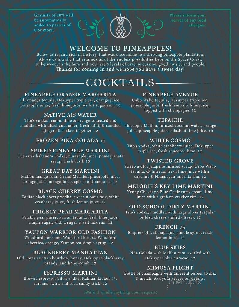 Pineapples - Melbourne, FL menu_pic
