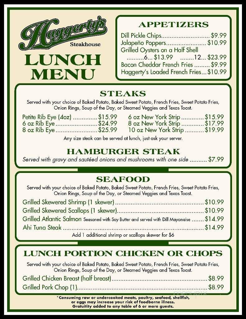 Haggerty's Steakhouse - Roanoke Rapids, NC menu_pic