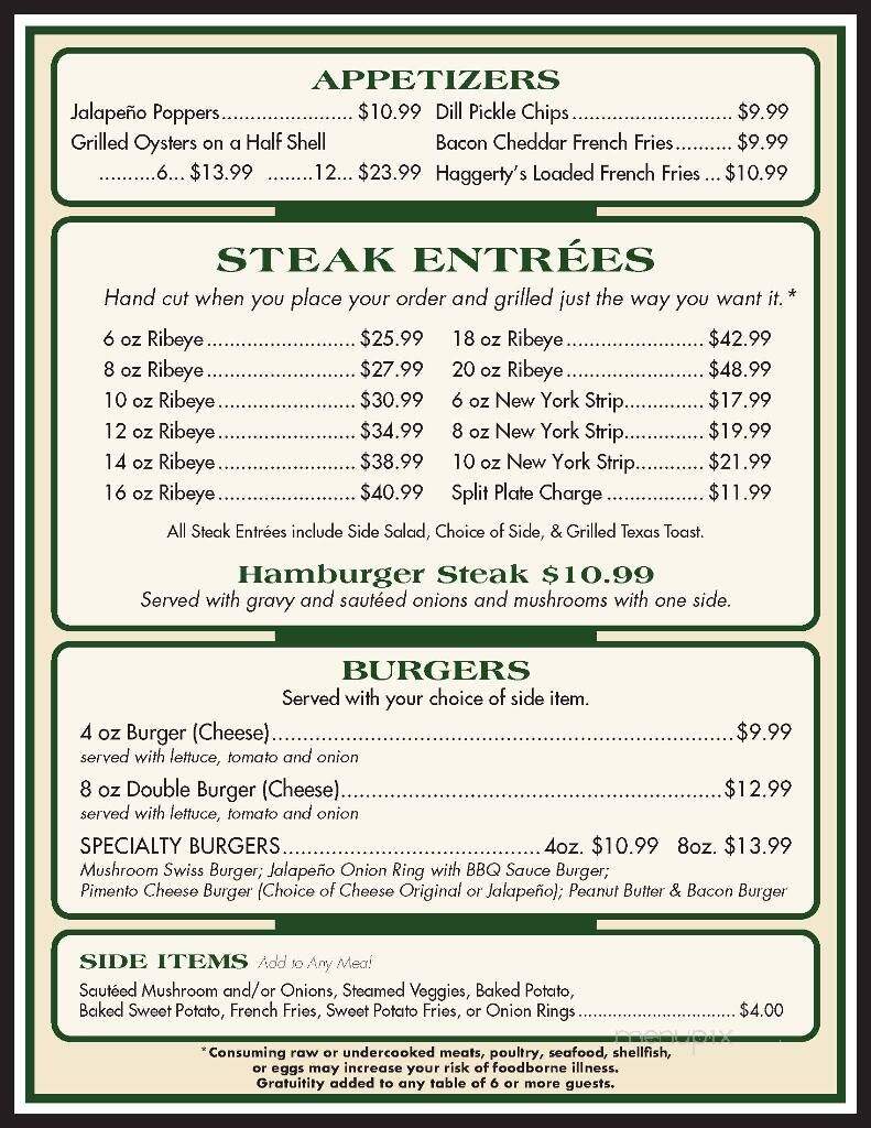 Haggerty's Steakhouse - Roanoke Rapids, NC menu_pic