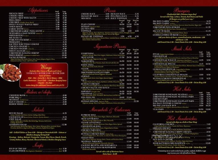 2 Brothers Pizzeria and Restaurant - Laurys Station, PA menu_pic