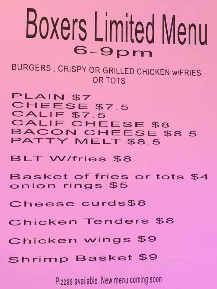Boxer's Bar & Grill - Faribault, MN menu_pic