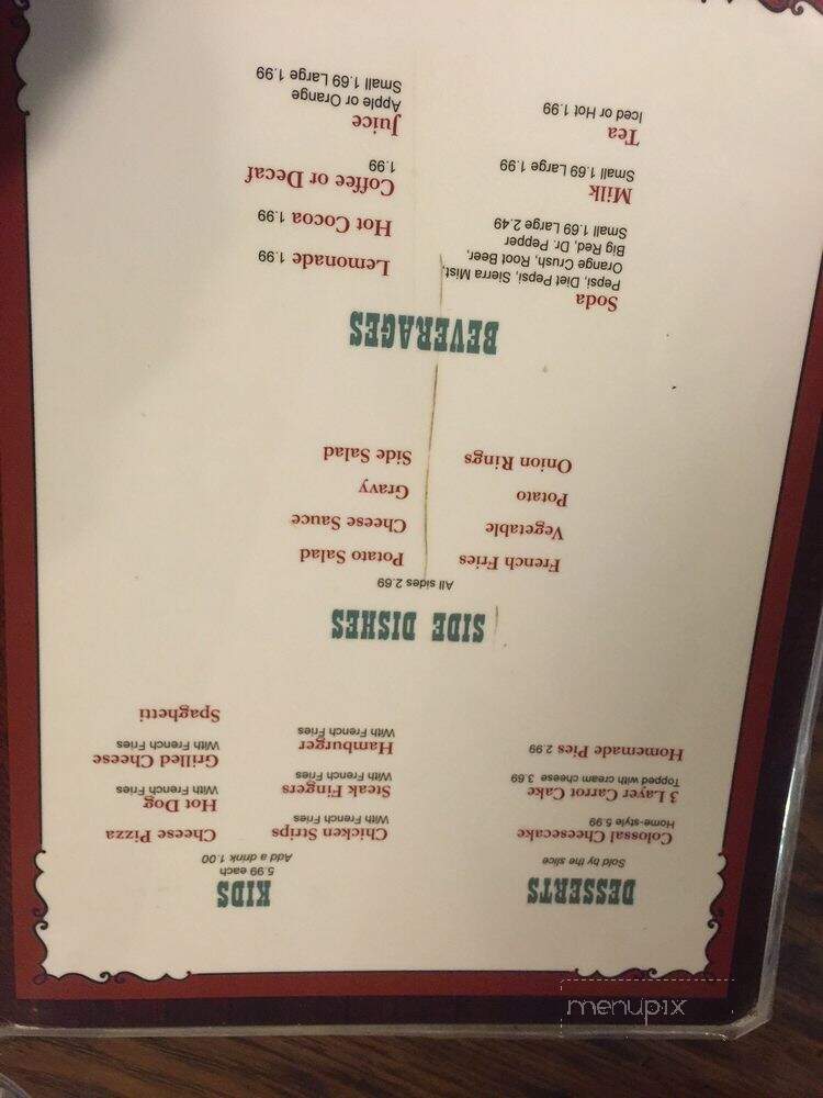 Bill & Rosa's Kk Steakhouse - D'Hanis, TX menu_pic