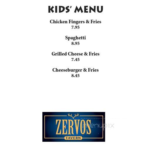 Zervos Tavern - Saskatoon, SK menu_pic