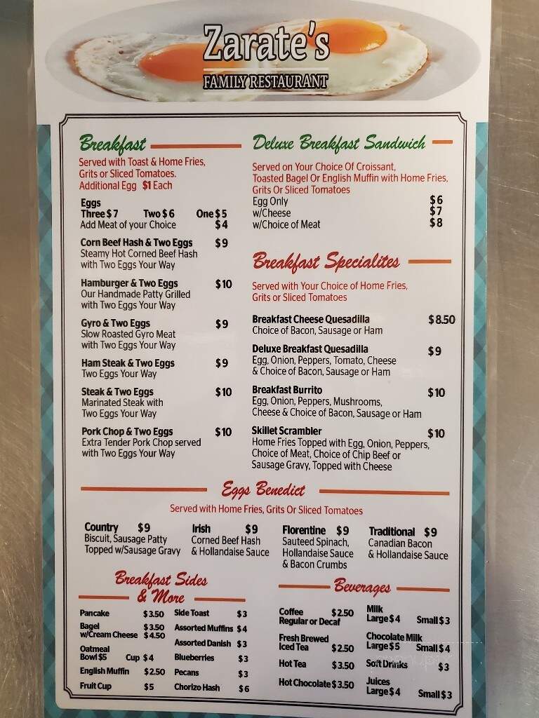 Zarate's Family Restaurant - Englewood, FL menu_pic