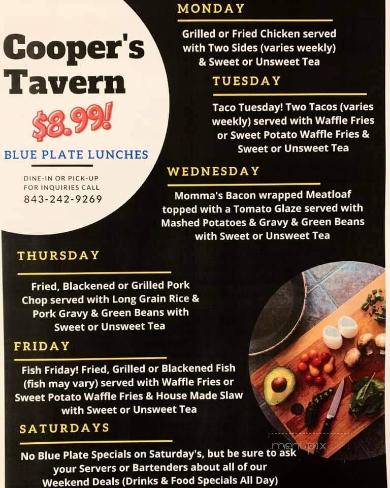 Cooper's Tavern - Little River, SC menu_pic