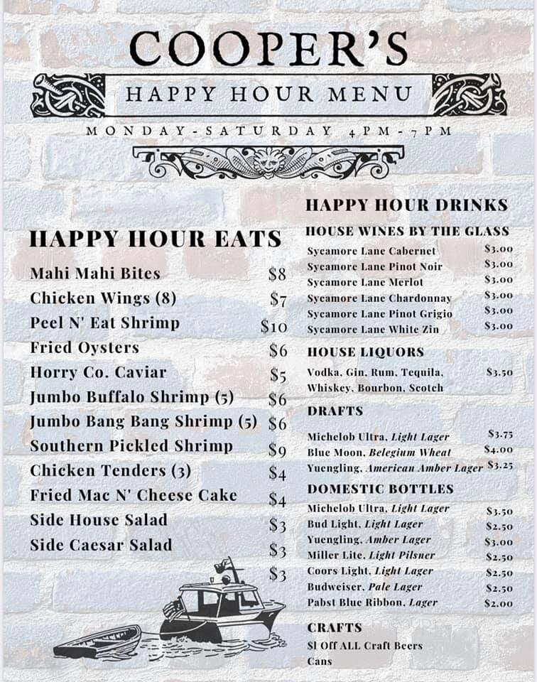 Cooper's Tavern - Little River, SC menu_pic