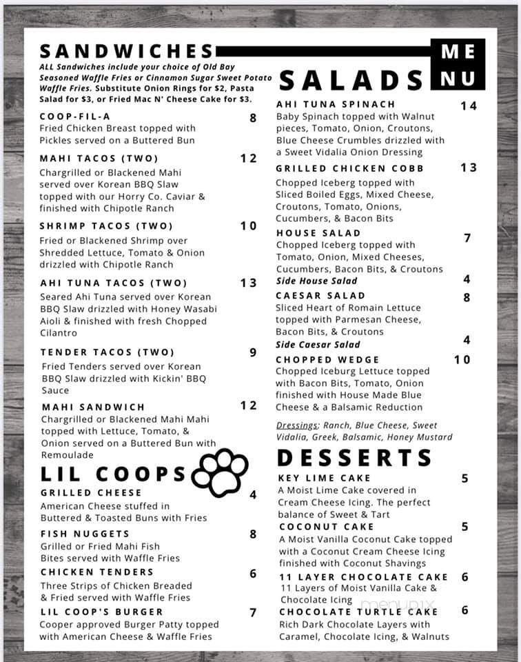 Cooper's Tavern - Little River, SC menu_pic