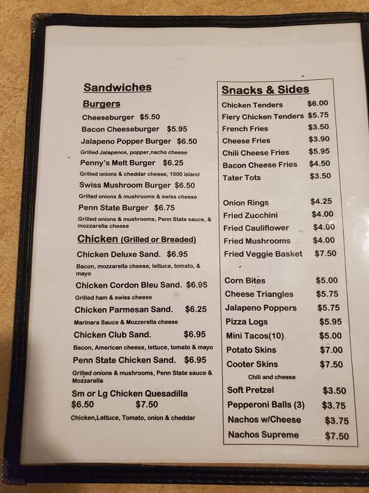Penny's Pub - Lake City, PA menu_pic