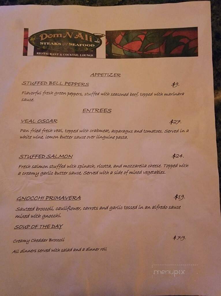 Dom N Ali Steak & Seafood - Jim Thorpe, PA menu_pic