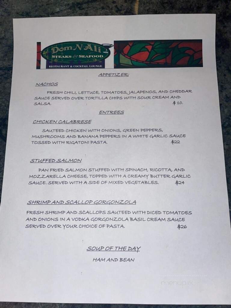 Dom N Ali Steak & Seafood - Jim Thorpe, PA menu_pic