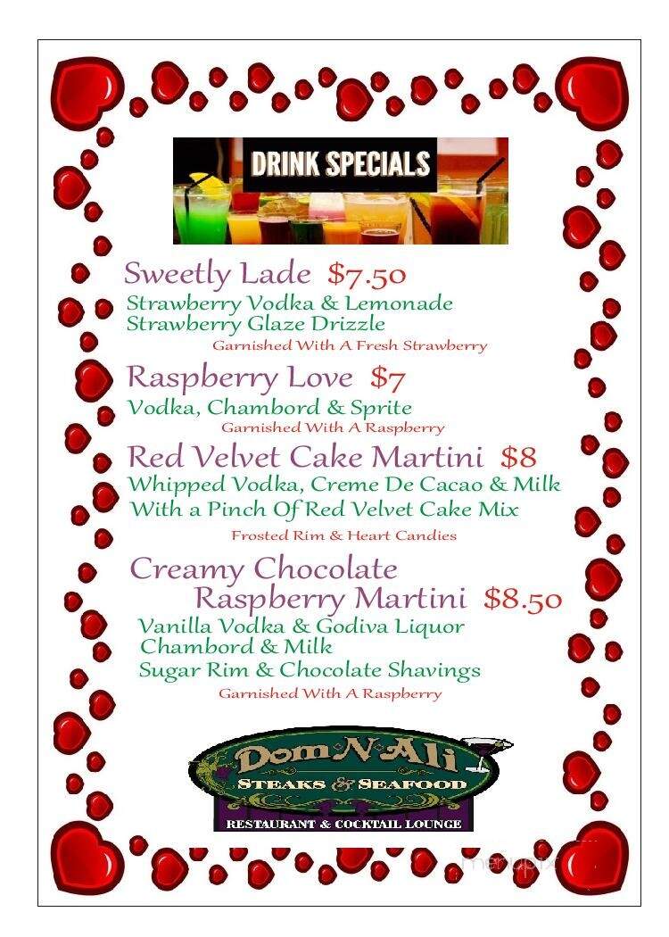 Dom N Ali Steak & Seafood - Jim Thorpe, PA menu_pic