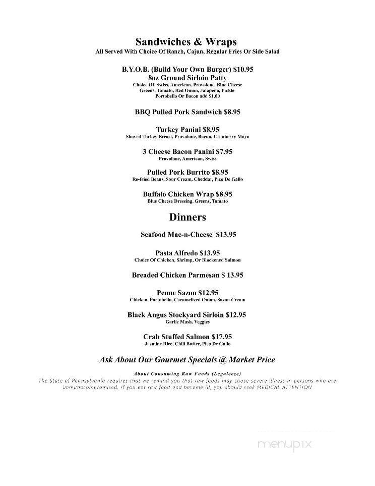 Jack's Tap House - Warren, PA menu_pic