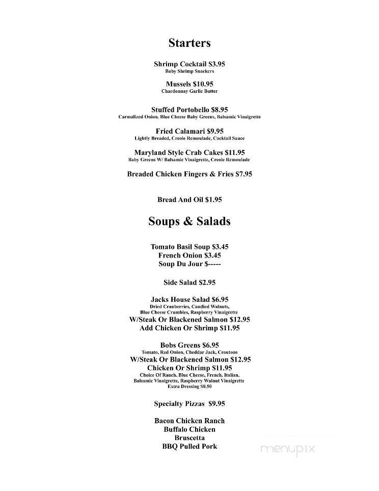 Jack's Tap House - Warren, PA menu_pic