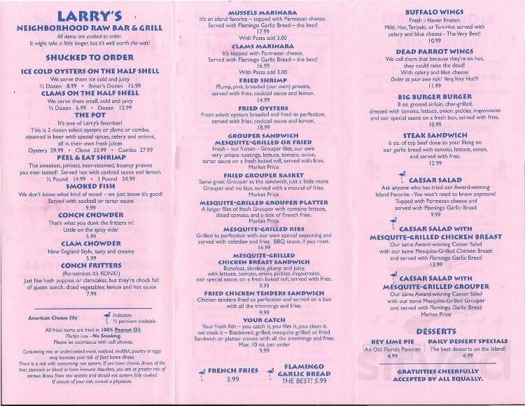 Lazy Flamingo 3 - Bokeelia, FL menu_pic