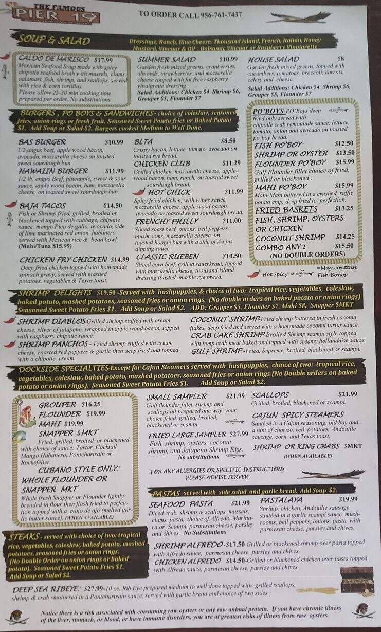 Pier 19 - South Padre Island, TX menu_pic