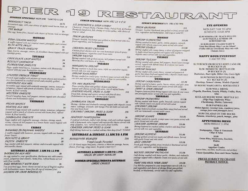 Pier 19 - South Padre Island, TX menu_pic