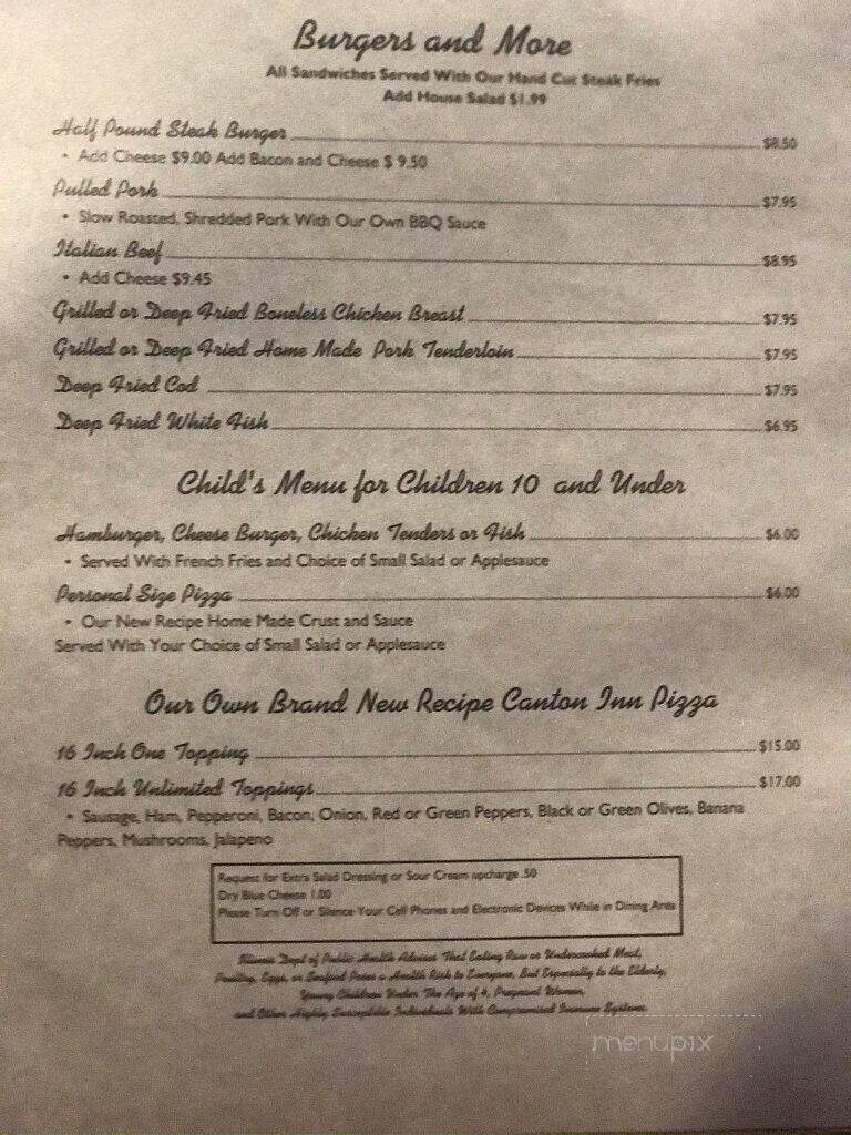 Canton Inn - Hillsboro, IL menu_pic