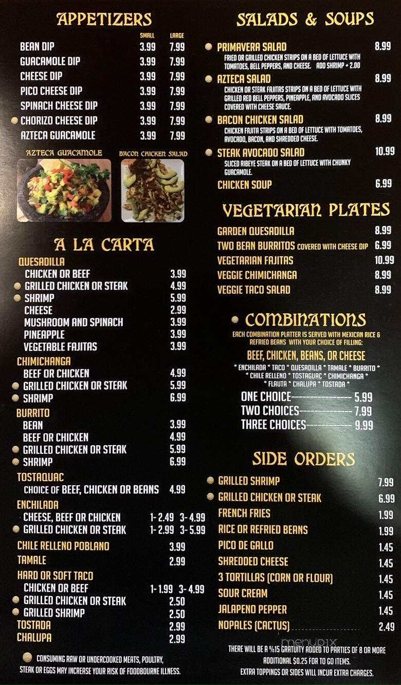 El Azteca Mexican Grill - Lawrenceburg, TN menu_pic