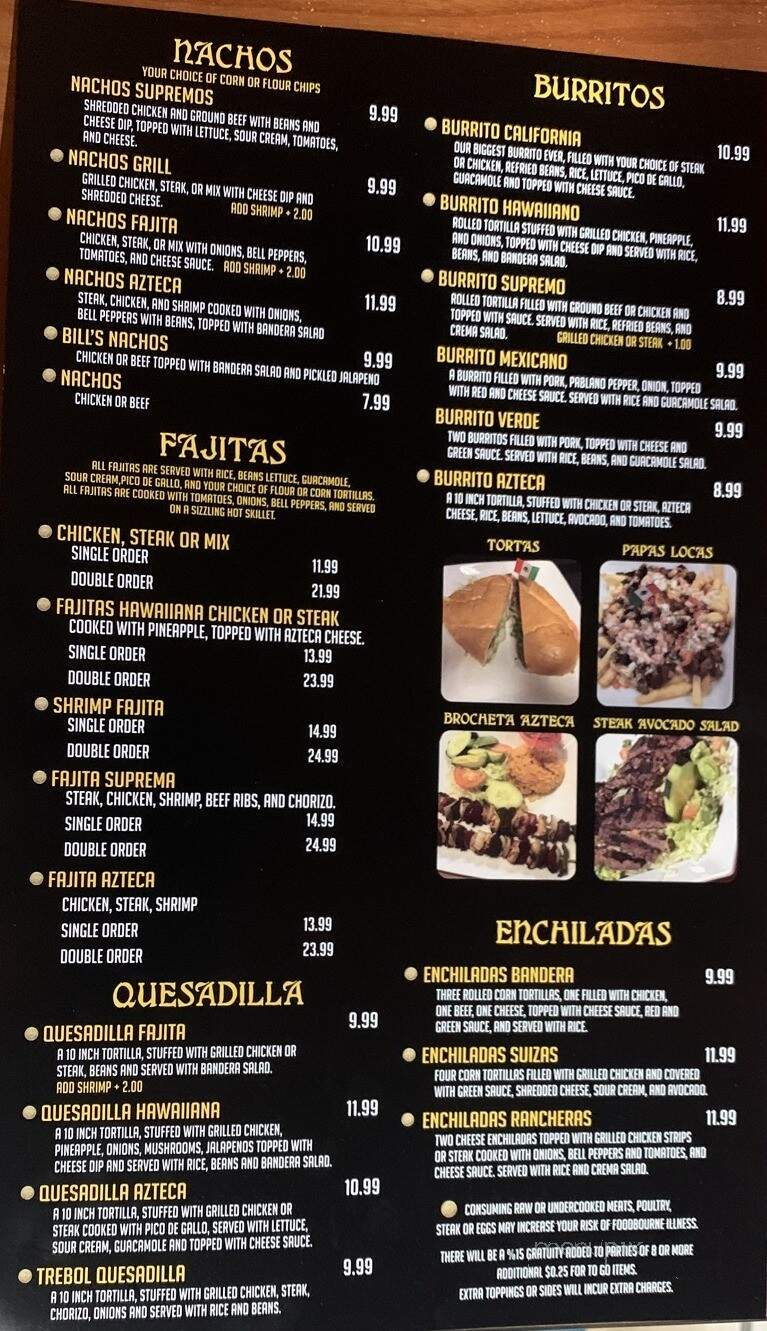 El Azteca Mexican Grill - Lawrenceburg, TN menu_pic