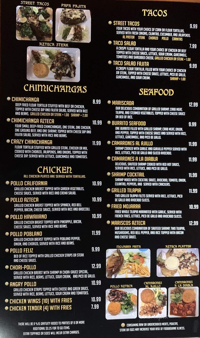 El Azteca Mexican Grill - Lawrenceburg, TN menu_pic