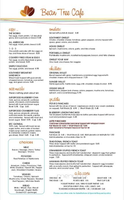 Bean Tree Cafe - Waterloo, IL menu_pic