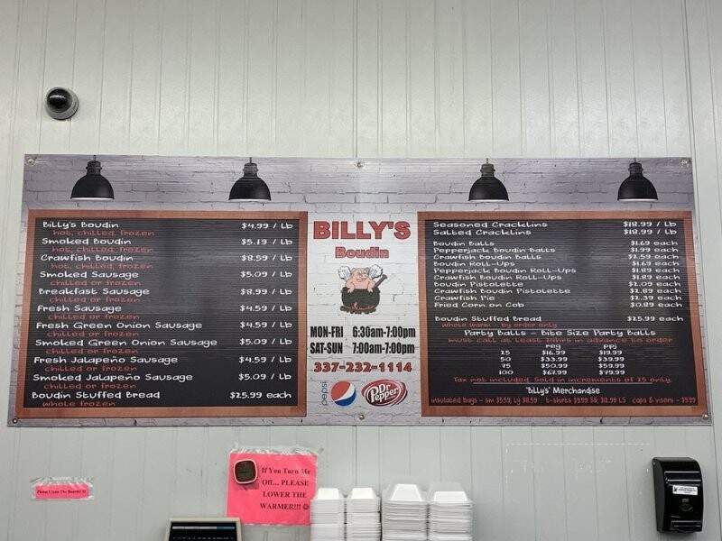 Billy's Boudin Cracklins - Scott, LA menu_pic