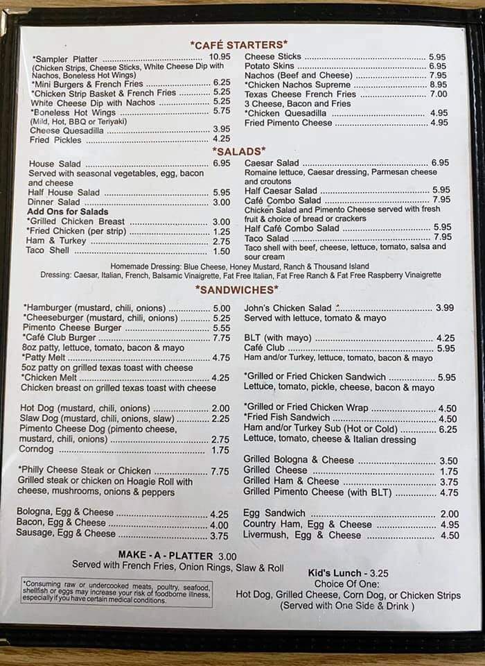 John's Cafe - Spartanburg, SC menu_pic