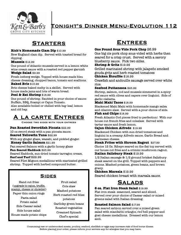 Ken & Barb's Grove City Kitchen - Englewood, FL menu_pic