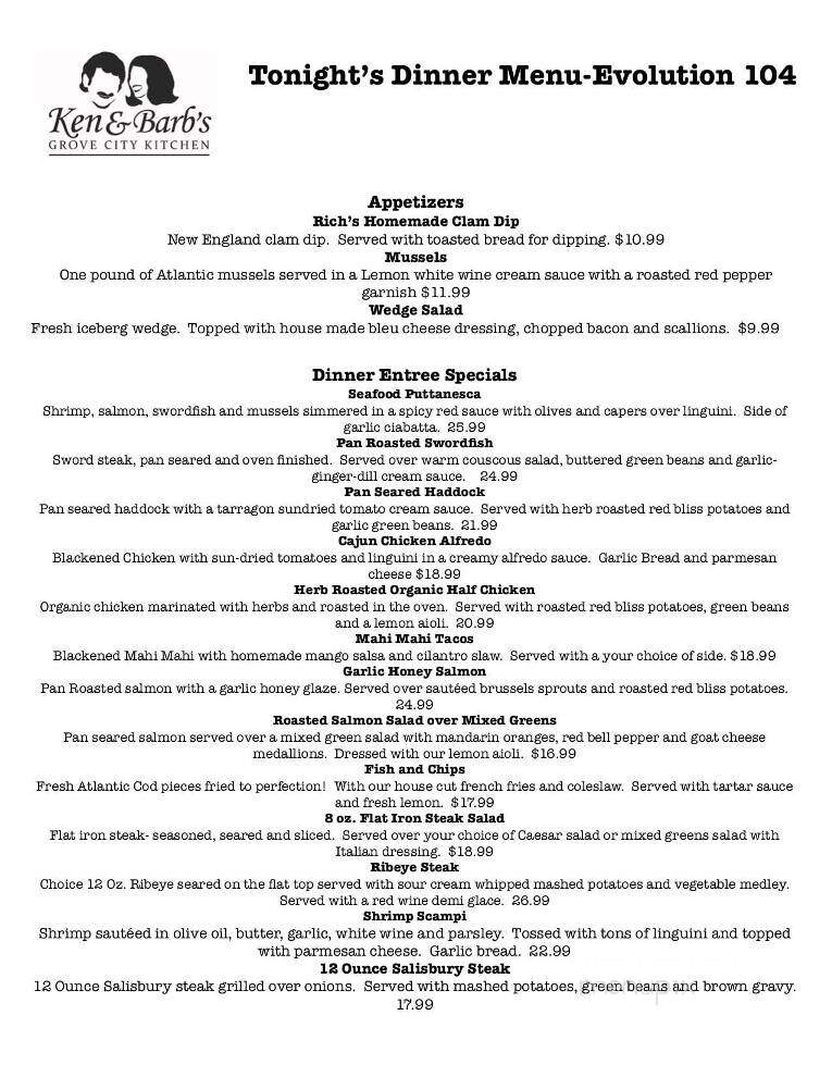 Ken & Barb's Grove City Kitchen - Englewood, FL menu_pic