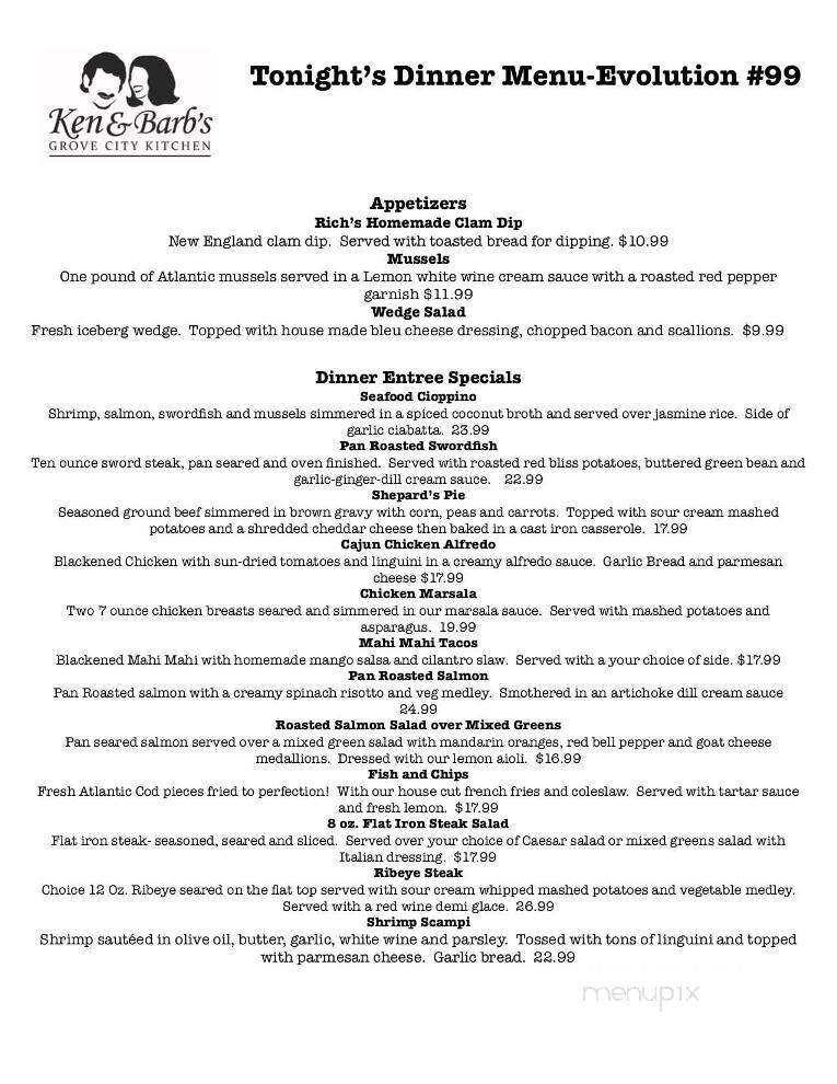 Ken & Barb's Grove City Kitchen - Englewood, FL menu_pic