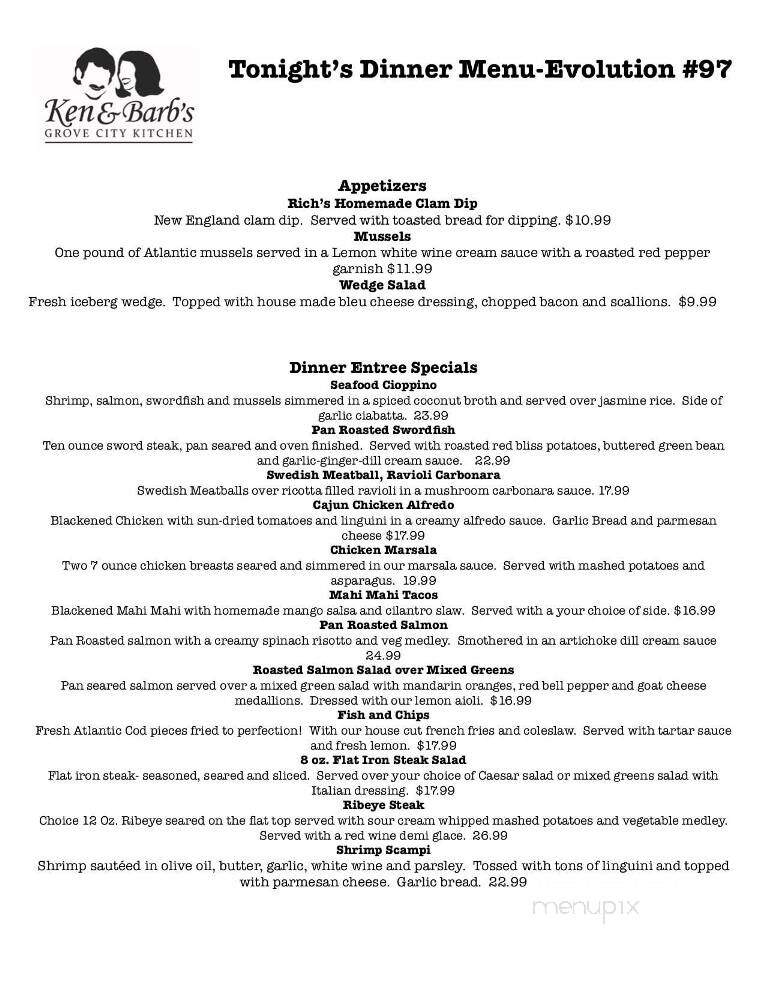 Ken & Barb's Grove City Kitchen - Englewood, FL menu_pic