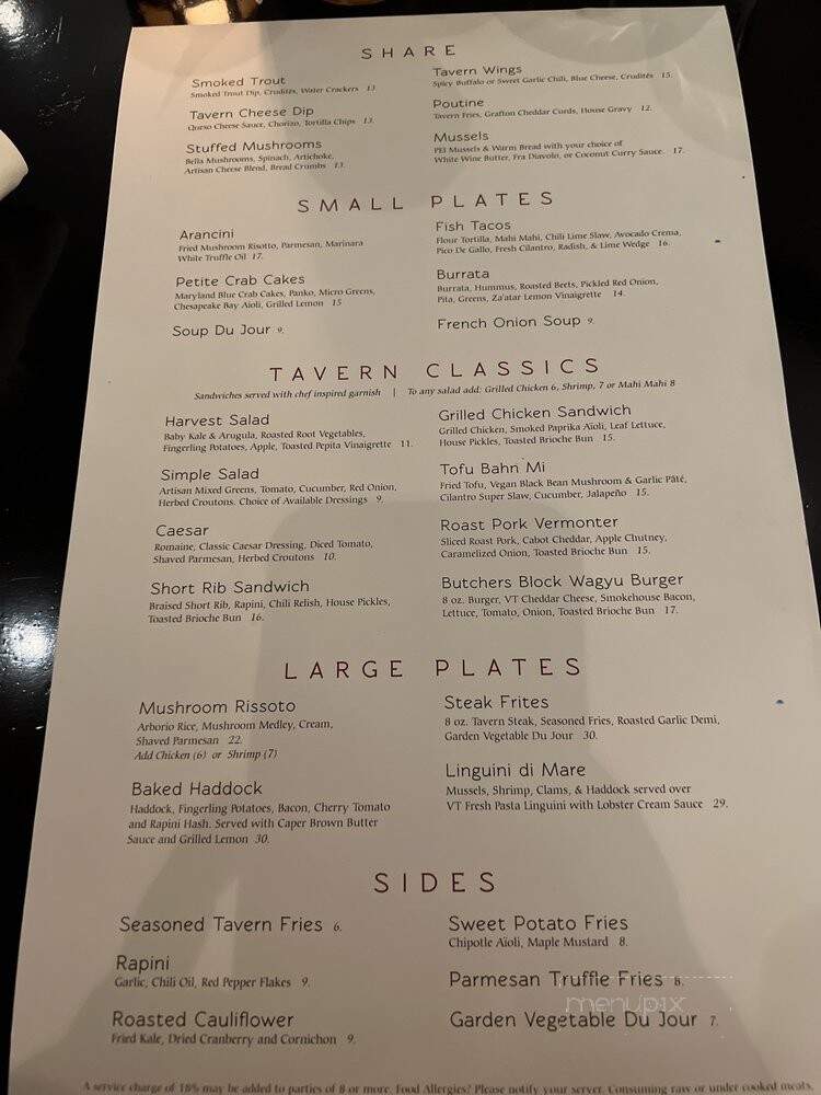 Coleman Brook Tavern - Ludlow, VT menu_pic