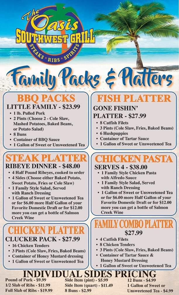 Oasis Southwest Grill - Kuttawa, KY menu_pic