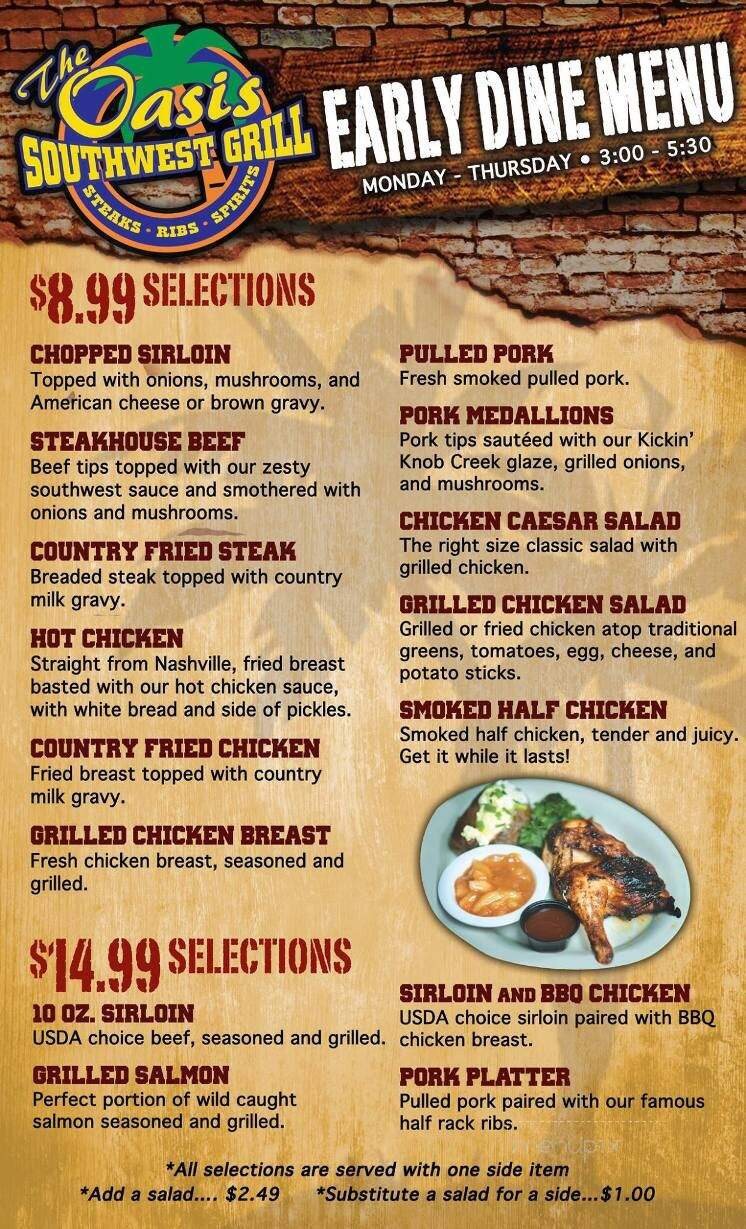Oasis Southwest Grill - Kuttawa, KY menu_pic