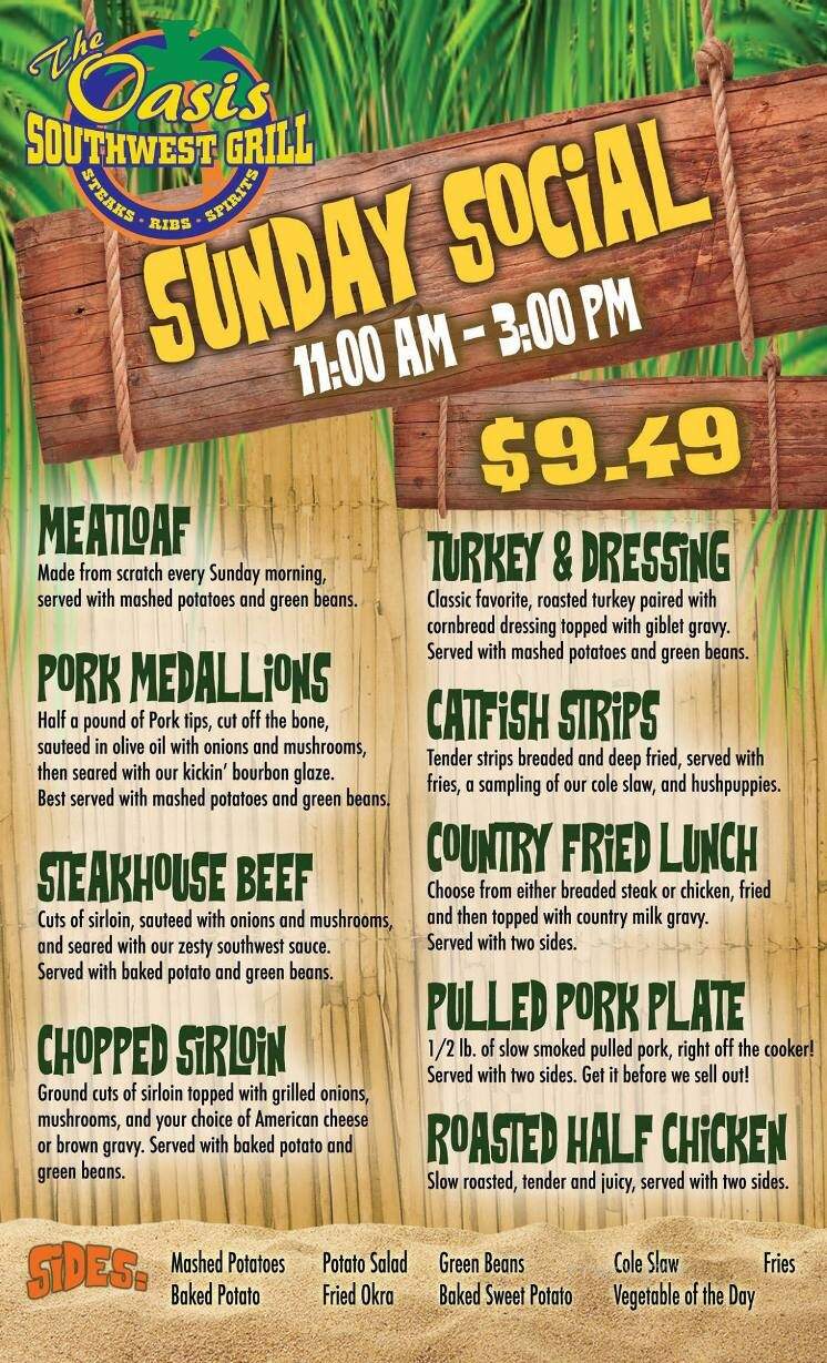 Oasis Southwest Grill - Kuttawa, KY menu_pic