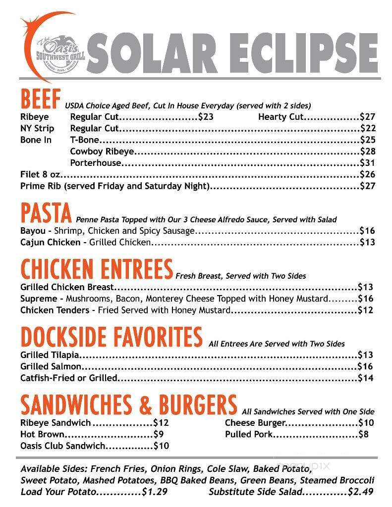 Oasis Southwest Grill - Kuttawa, KY menu_pic