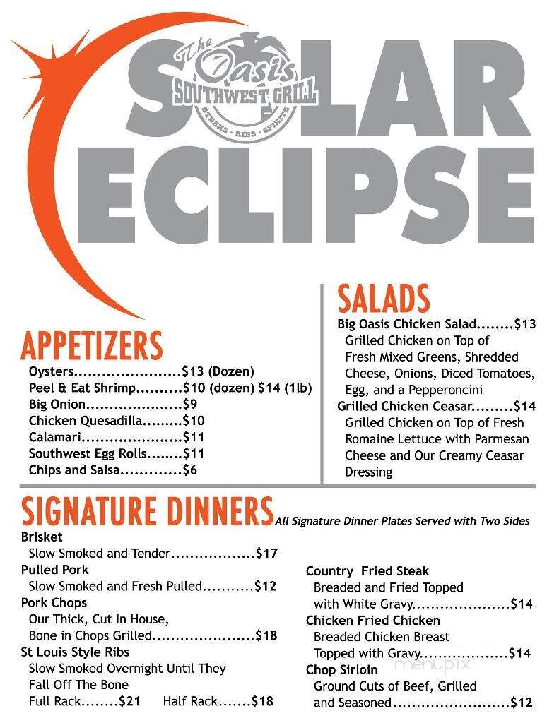 Oasis Southwest Grill - Kuttawa, KY menu_pic