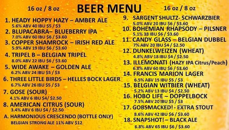 Wide Awake Brewing Company - Summerville, SC menu_pic