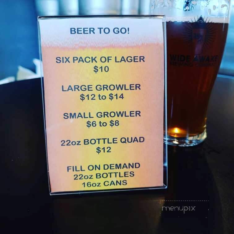 Wide Awake Brewing Company - Summerville, SC menu_pic