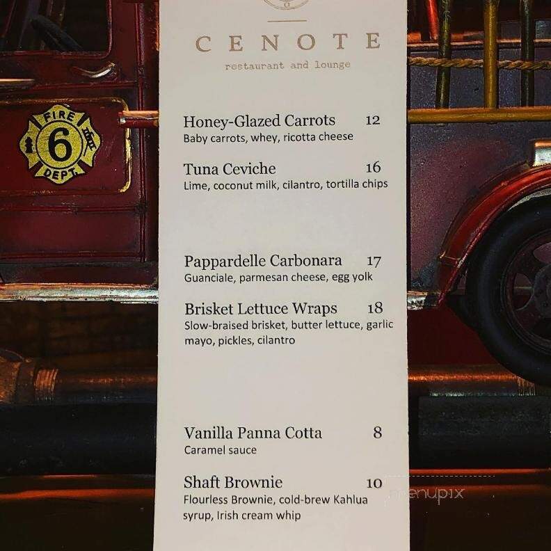 Cenote Restaurant and Lounge - Victoria, BC menu_pic
